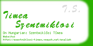 timea szentmiklosi business card