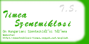 timea szentmiklosi business card